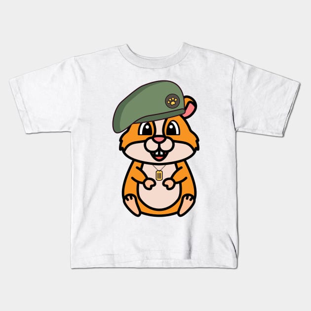 Green Beret Hamster Kids T-Shirt by Pet Station